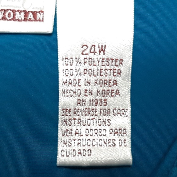 Worthington Blouse Womens 24W Blue Short Sleeve Button Up Shirt Pocket Relaxed - Picture 10 of 11